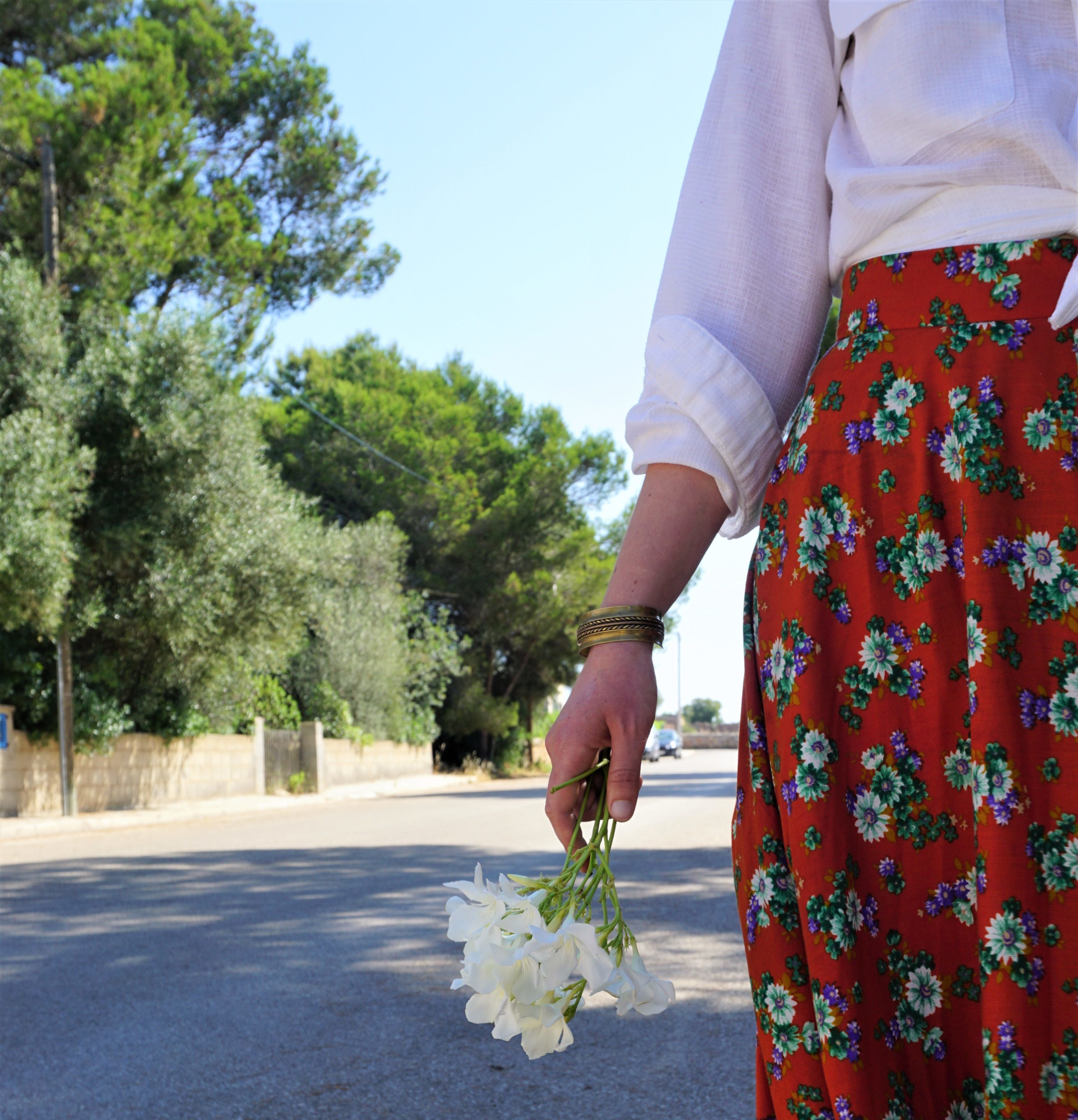 Outfit // vintage highwaist maxi skirt + white shirt